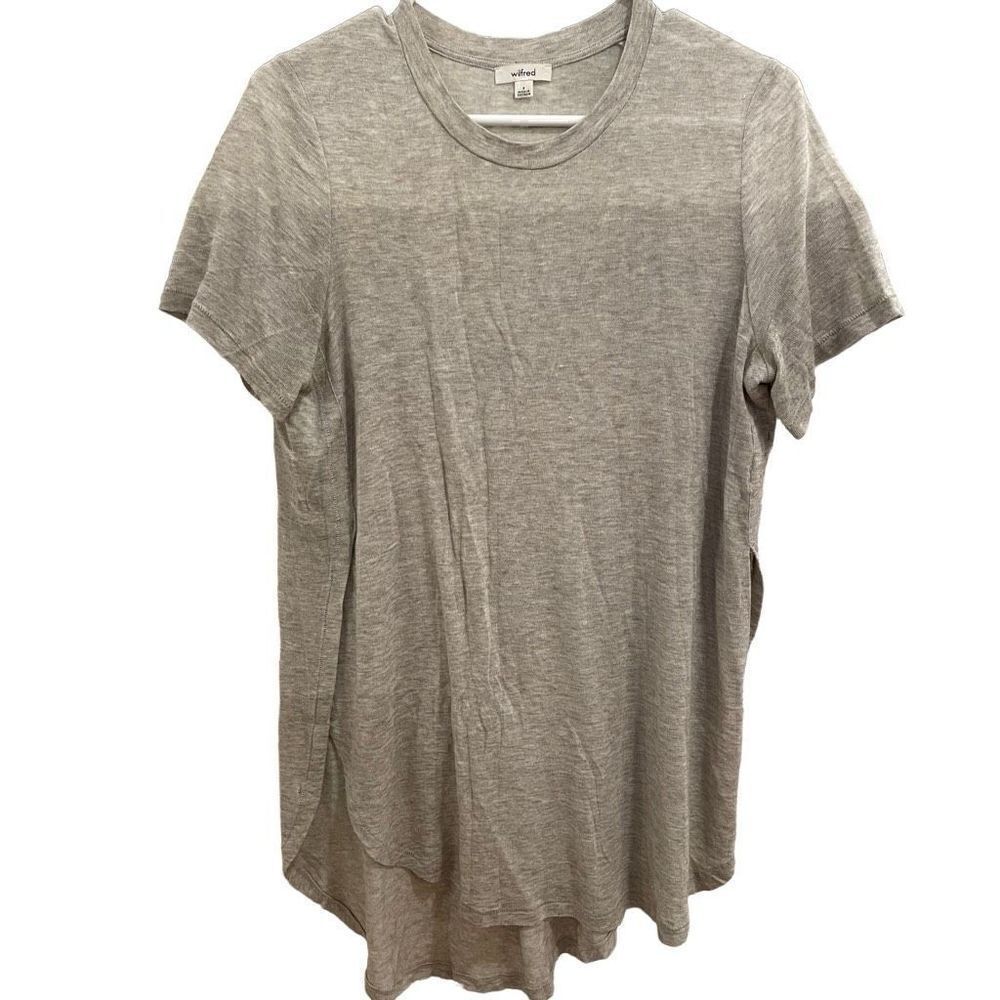 Wilfred TShirt Womens S Crewneck Long Line Split Hem Heather Gray Airy Opaque